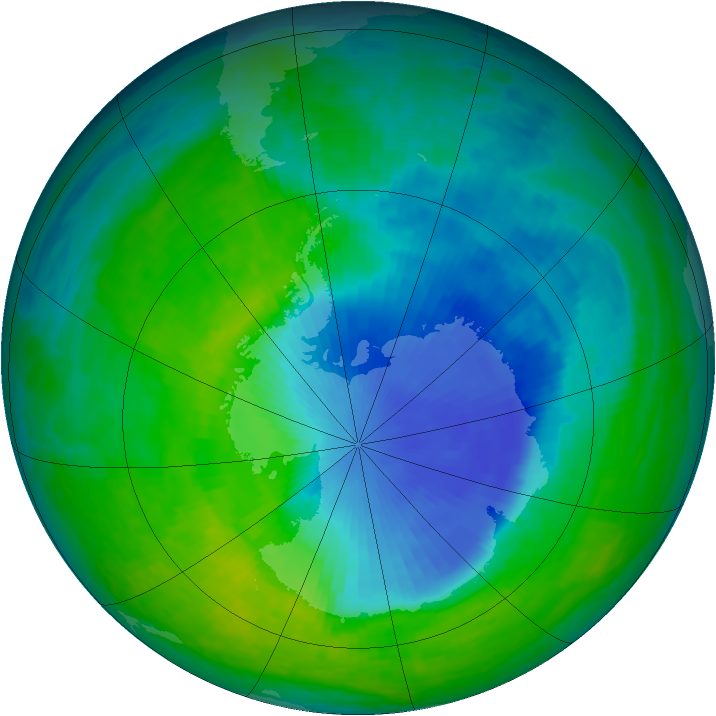 Antarctic ozone map for 30 November 1993